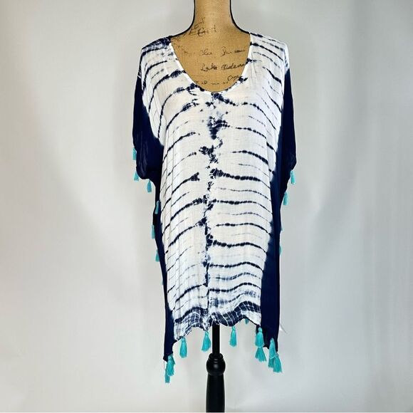 Surf Gypsy Tassel Trim Cover Up Small NWT Tie Dye Tunic Beach Cover Up - Picture 1 of 14